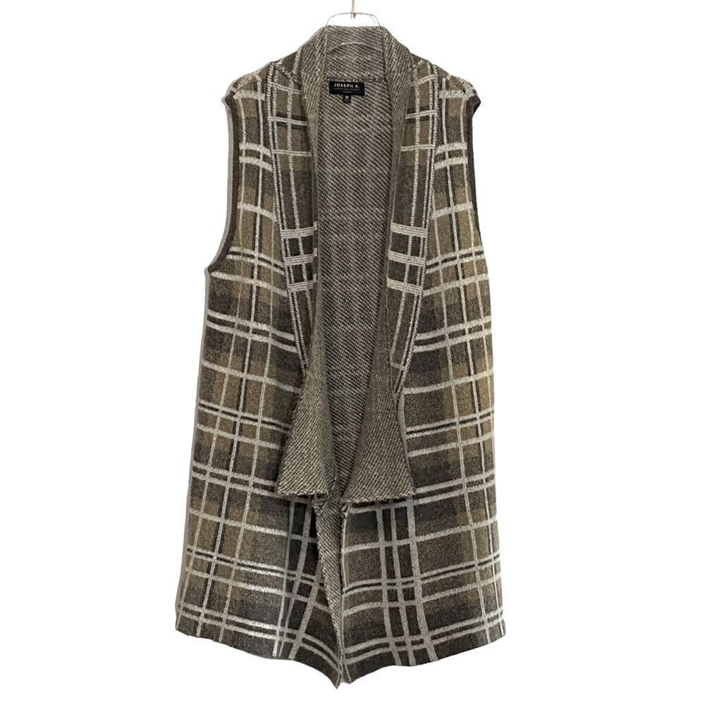 JOSEPH A. - SIZE 1X - LONG LINE OPEN FRONT CARDIGAN - GRREN & BROWN TONES